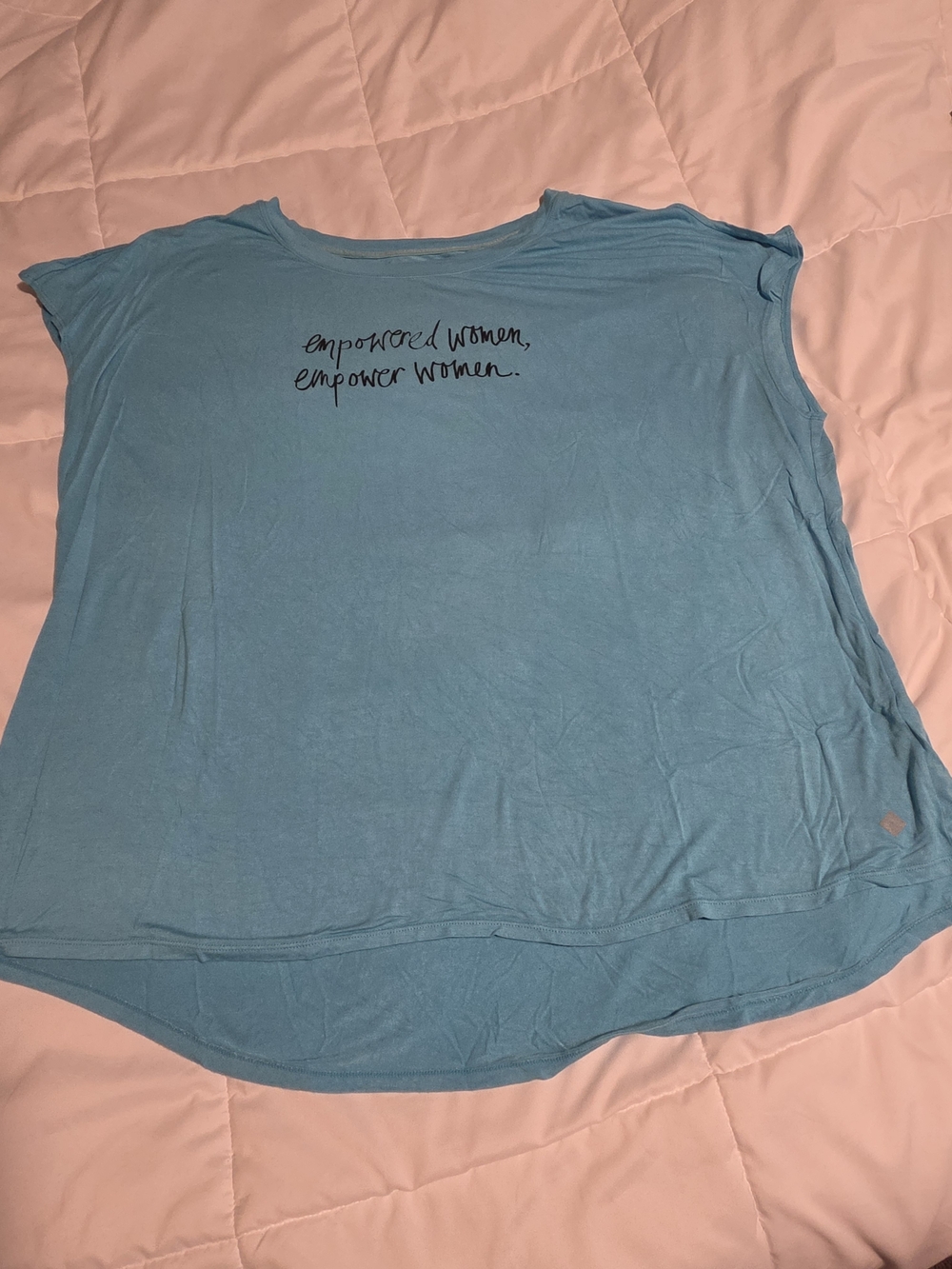 LuLaRoe Light Blue Short Sleeve Tee with Script